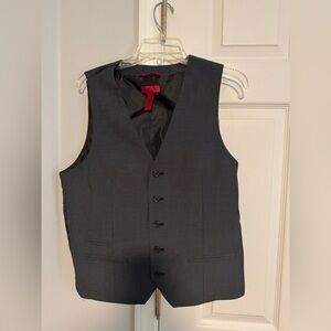 Alfani Gray Vest Classic V-neck Single-breasted